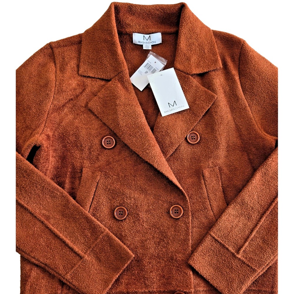 Magaschoni‎ Size Small Soft Double Breasted Jacket Rust Color Casual Elegant NEW